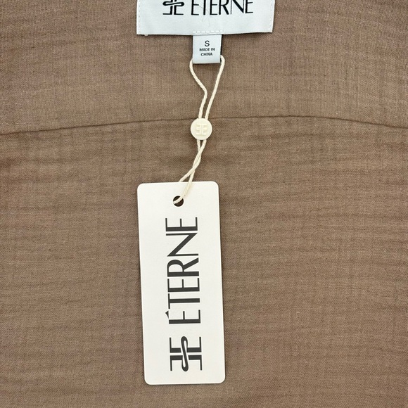 ÉTERNE Gauze Button-Up Top – Taupe – Size Small – New With Tags - Picture 4 of 9